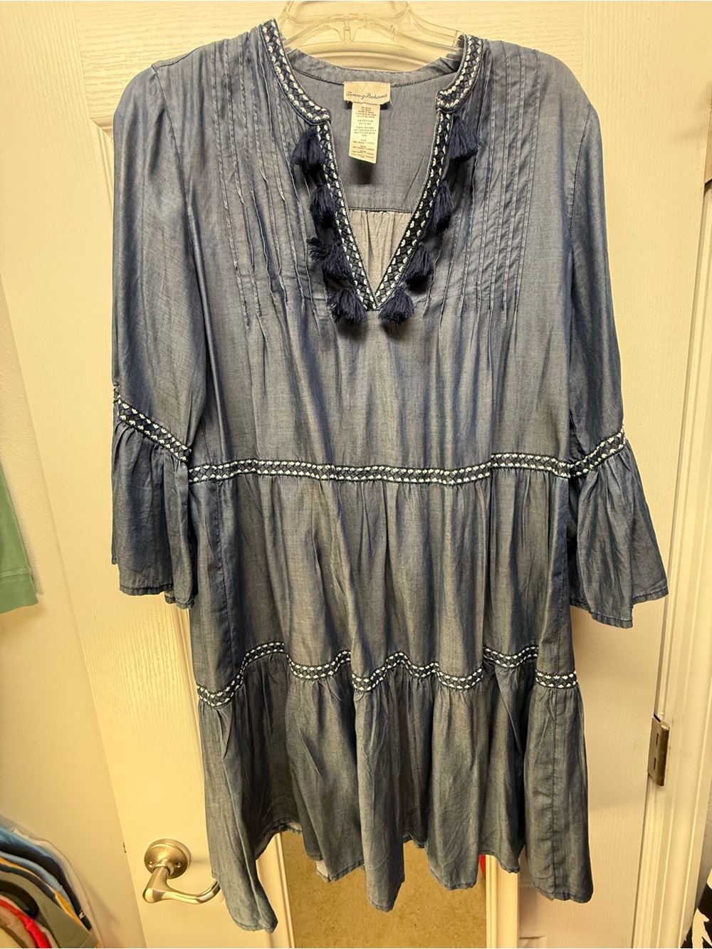 Tommy Bahama Blue Tiered Tassel Mini Dress